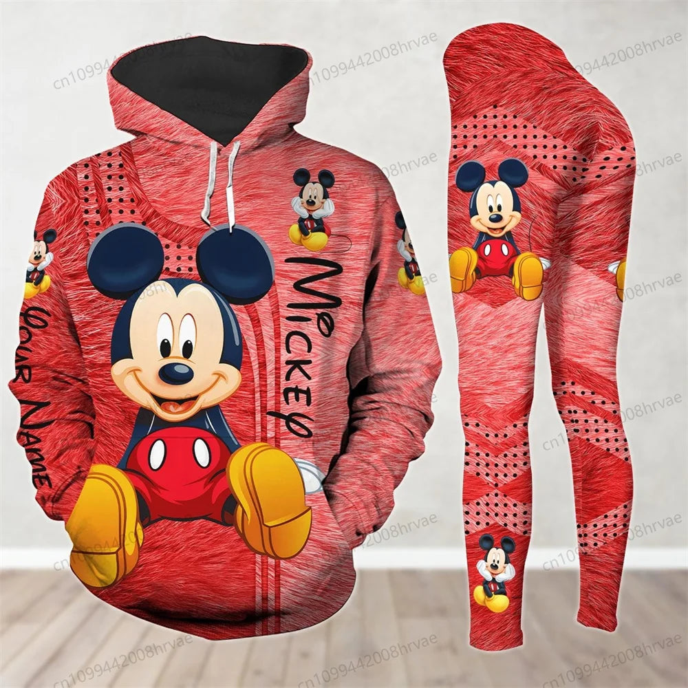 Ensemble Minnie Mouse Femme - Sweat à Capuche + Legging Yoga Disney Streetwear