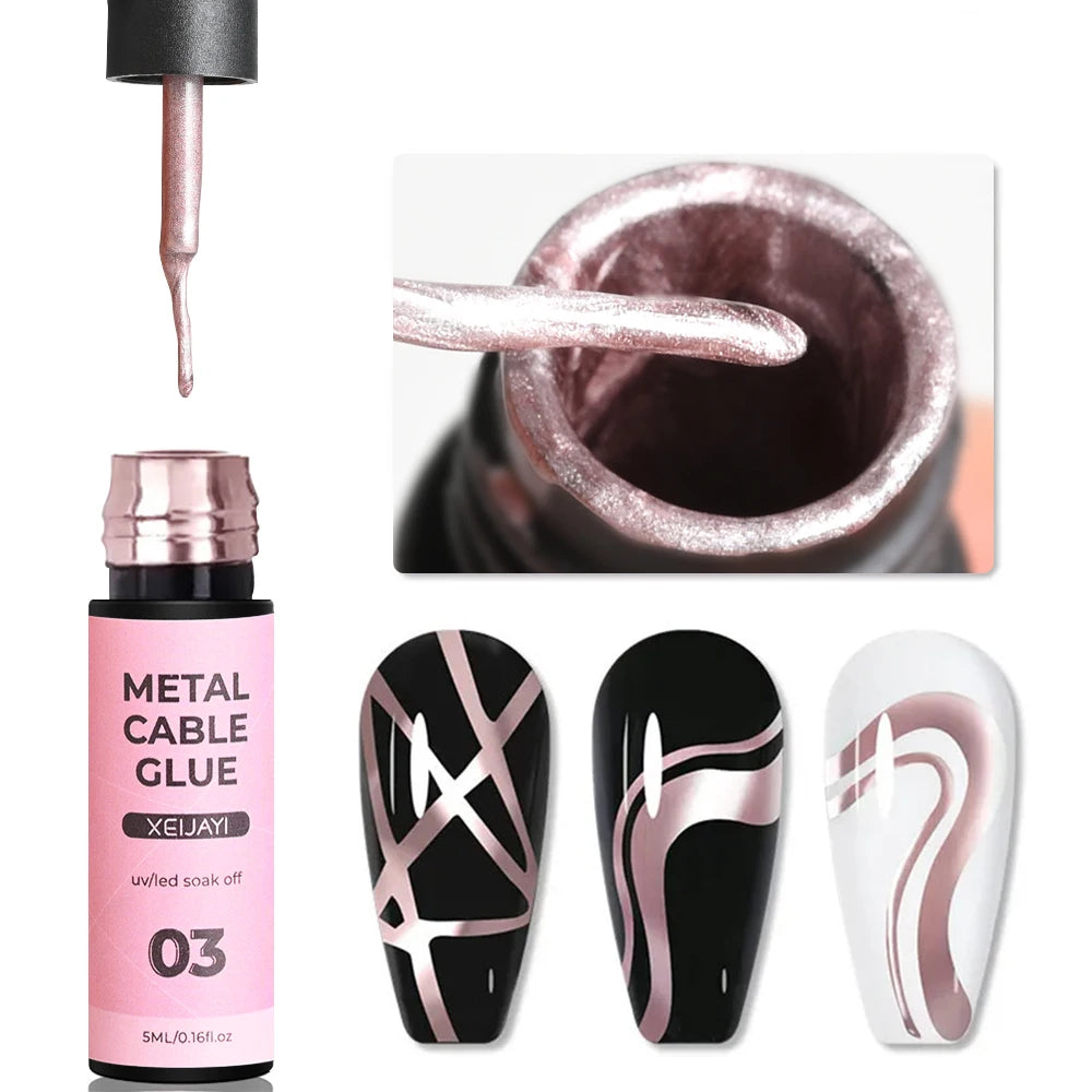 Gel Liner Métallique Miroir 5/7/8ml - Peinture Nail Art Super Brillant Argenté Or Rose Semi-Permanent UV