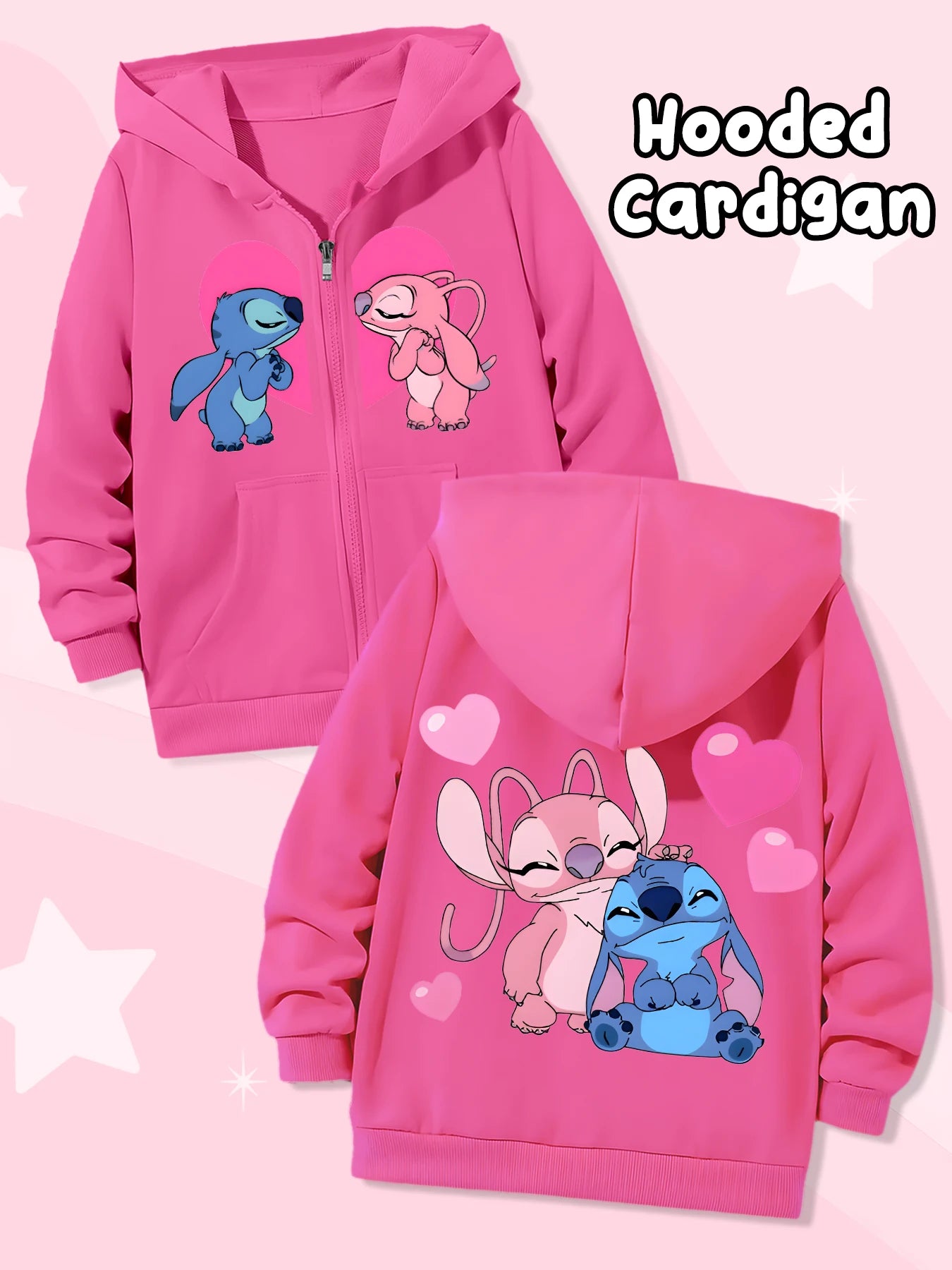 Gilet Zippé à Capuche Enfant Disney Stitch - Cardigan Fashion Imprimé - Casual Quotidien