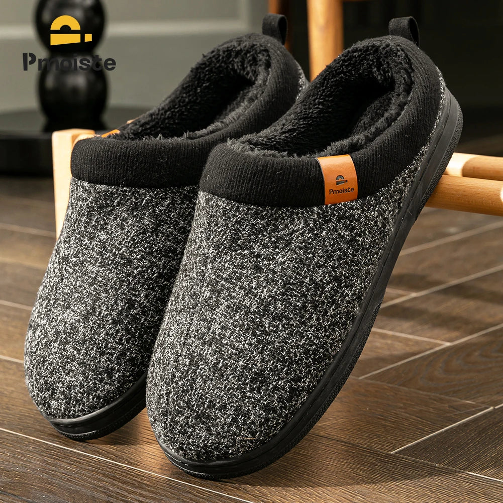 Chaussons Homme Mémoire de Forme - Semelle TPR Antidérapante, Doublure Peluche Chaud Confort