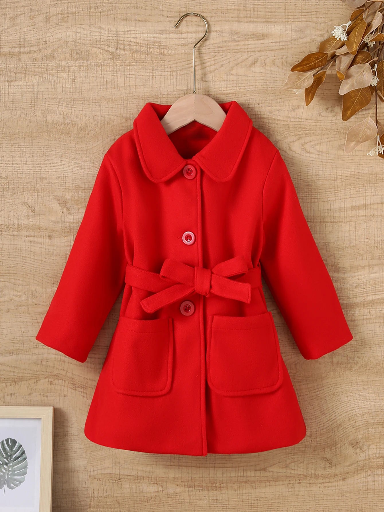 Manteau Fille Laine - Veste Ceinture Noeud Automne Hiver