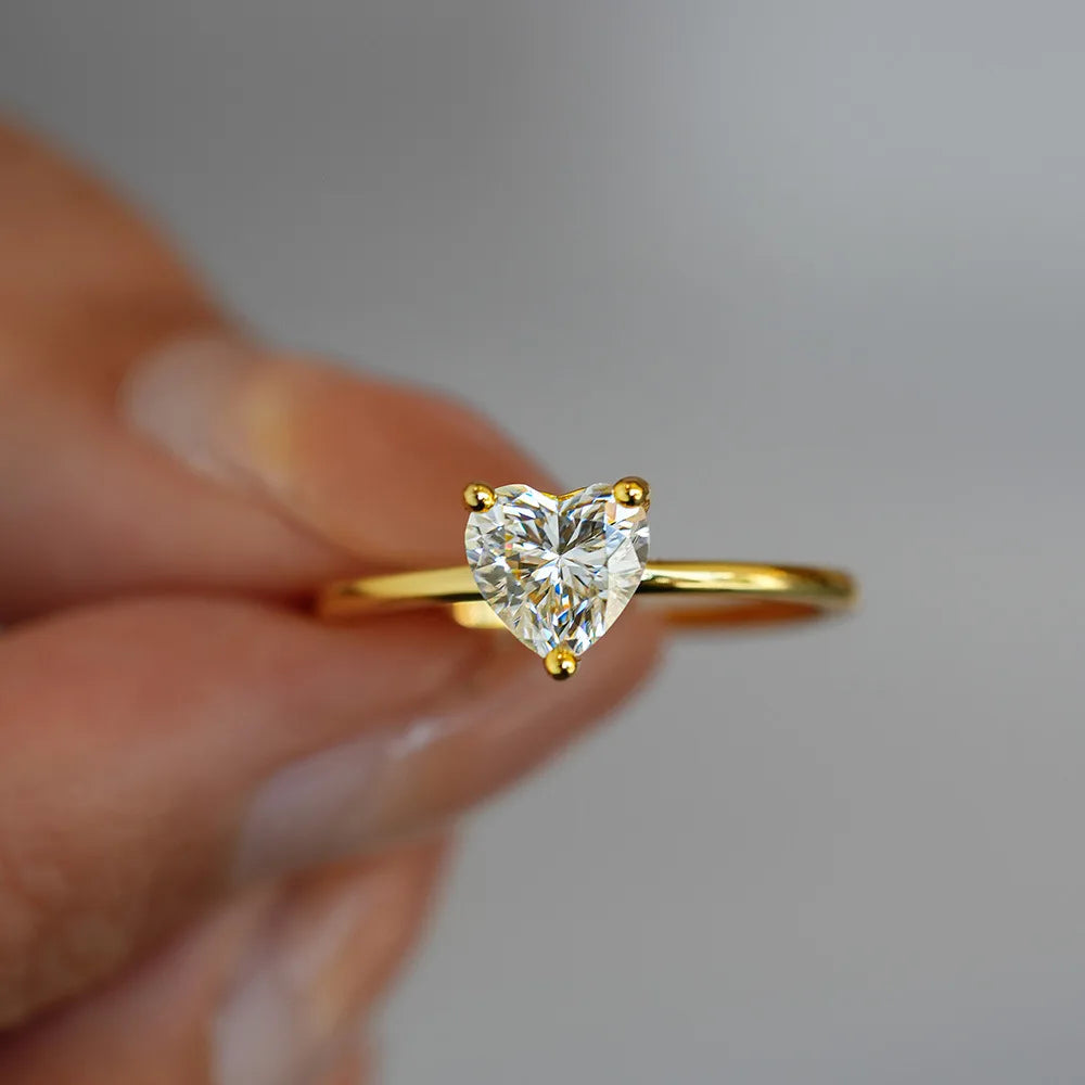 Bague Moissanite 1 Carat Argent 925 Plaqué Or 18K - Femme GRA