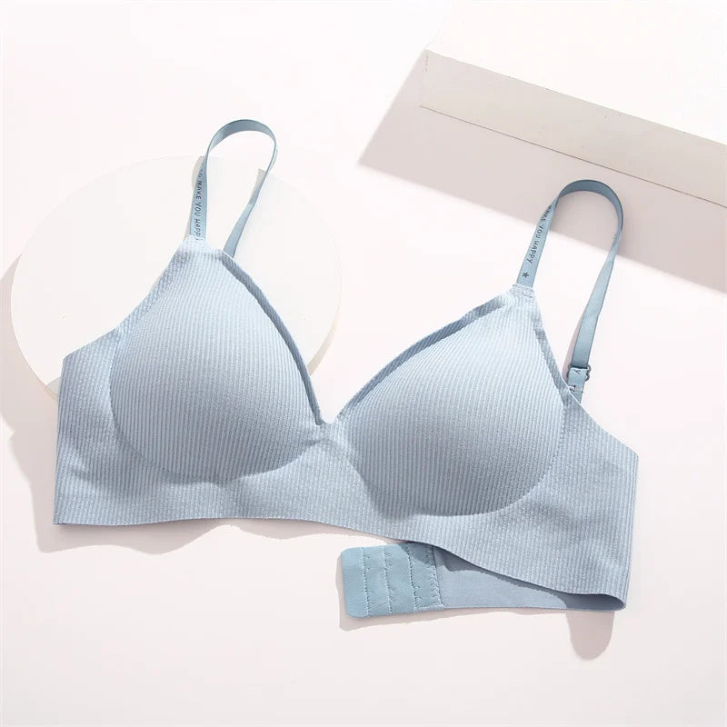 Brassière Femme FINETOO Sans Armature Col V - Rayée Tricot Rembourrée