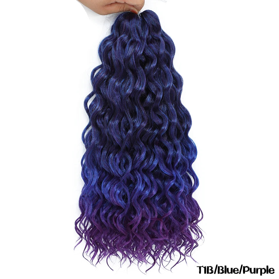 Extension Tresses Hawaii Curly Ocean Wave - Mèches Crochet Synthétiques Afro Bouclées Ombré Rose Water Wave