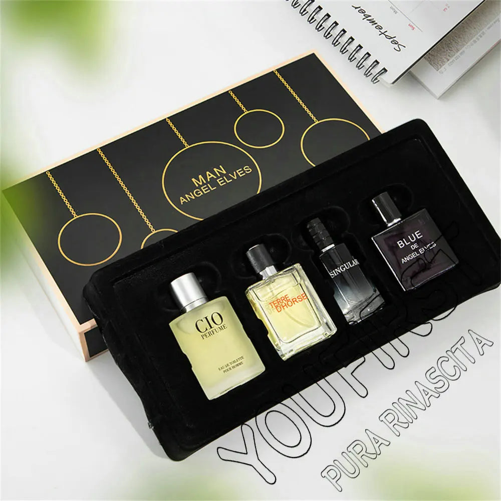 Coffret Parfum Homme Luxe 4x120ml - Eau de Cologne Florale Végétale Masculin Cadeau Élégant