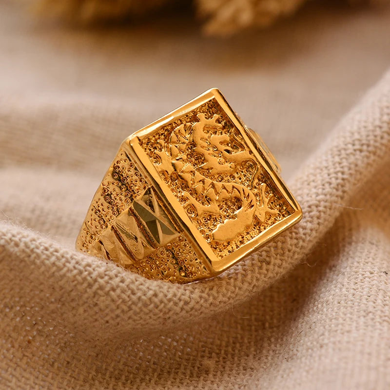 Bague Homme Couleur Or - Style Dubai Moyen-Orient