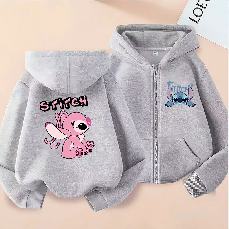 Sweat à Capuche Zippé Enfant Stitch Disney - Veste Hoodie Lilo & Stitch Casual Garçon Fille