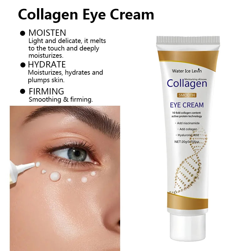 Crème Contour Yeux Collagène - Anti-Cernes Poches Raffermissant Hydratant Soin Yeux Anti-Âge
