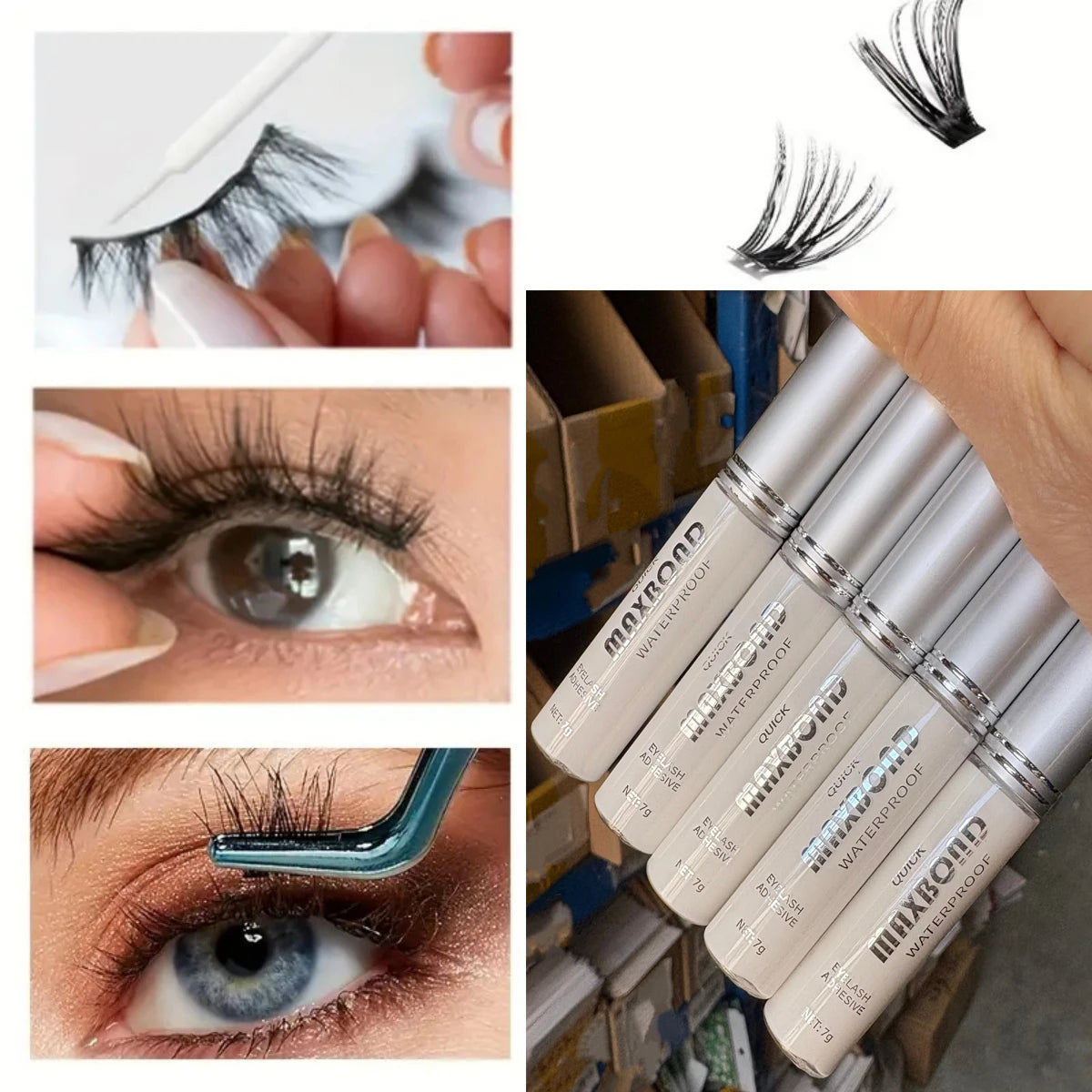 Colle Faux Cils 7g Longue Tenue - Waterproof Séchage Rapide Non-Irritante Naturelle DIY Applicateur