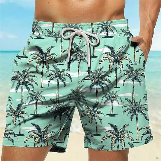 Short de Bain Homme Palmiers Tropical 3D - Maillot Respirant Poche Confort Style Hawaïen