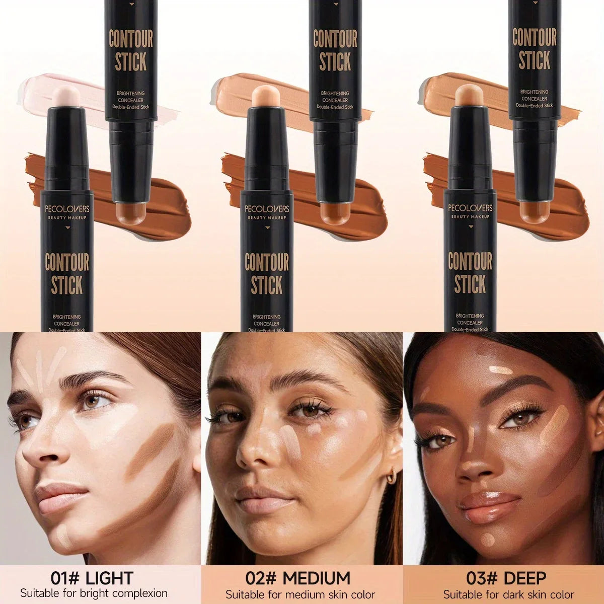 Stylo Highlighter Double Embout Visage - Liquide Waterproof Contouring Fond de Teint Correcteur Maquillage