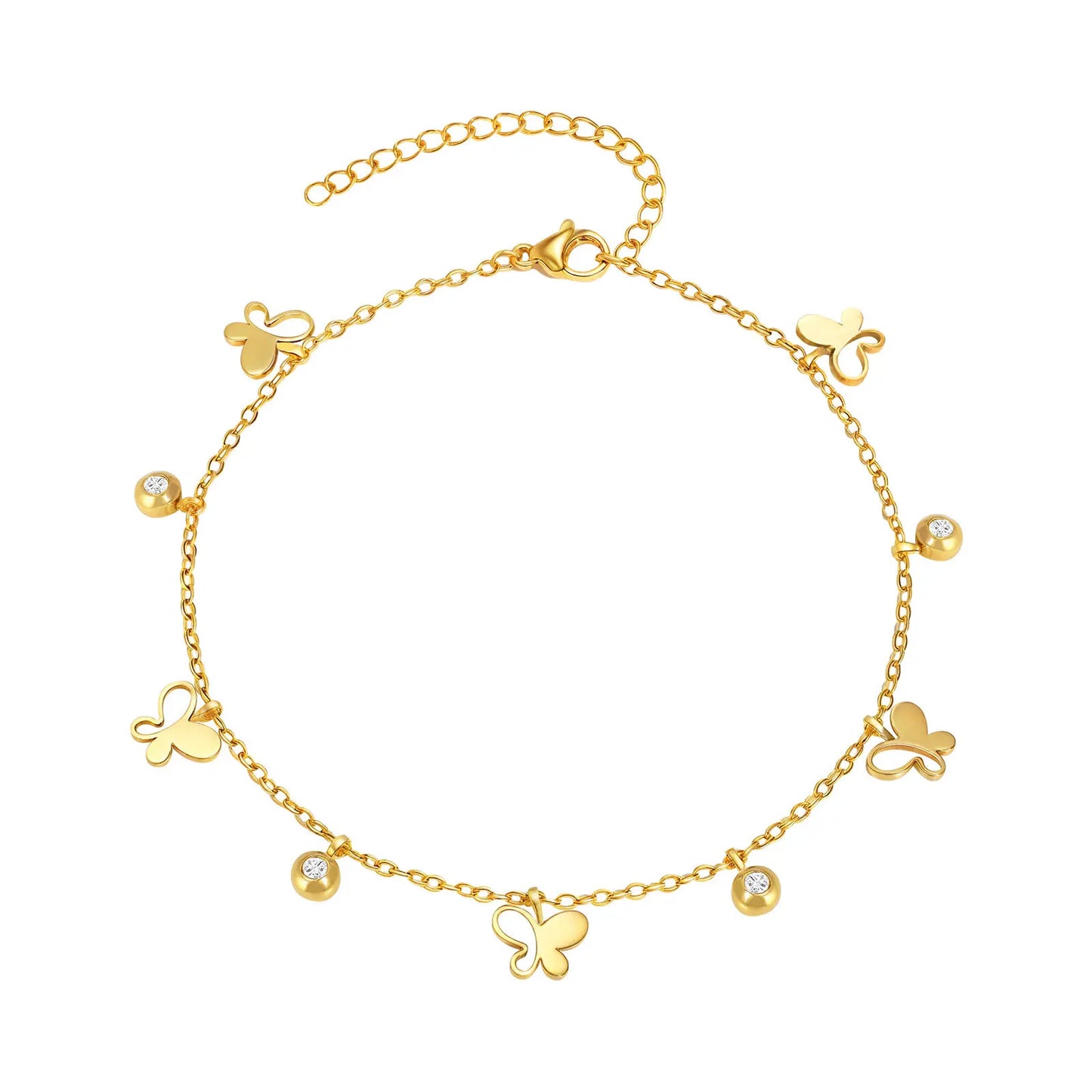 Waterproof Stainless Steel Foot Chain Anklet Women, Crown/ Butterfly /cross/ Star Dangle Anklets Adjustable Link