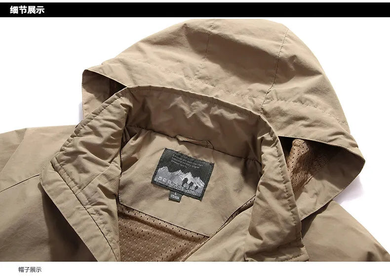 Veste Homme Camping Randonnée - Coupe-Vent Imperméable Respirant Outdoor Printemps-Automne