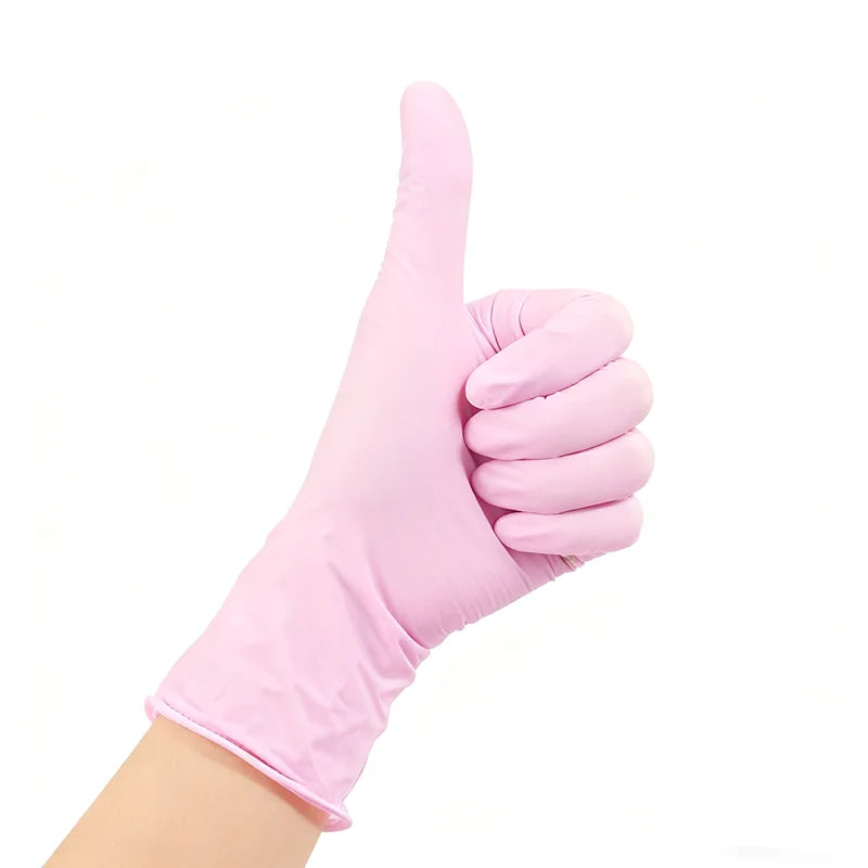 Lot 20/50/100pcs Gants Nitrile Jetables Rose Clair - multiple