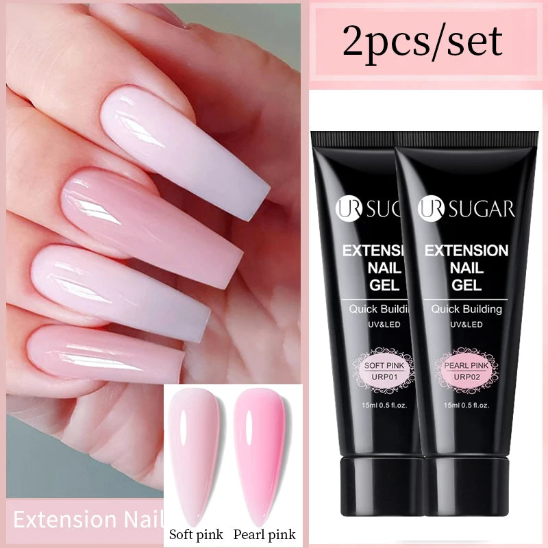 Gel Extension Ongles UR SUGAR 15ml - Soak Off UV LED Acrylique Cristal Blanc Transparent Nude Vernis Gel UV Construction