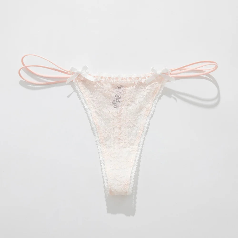 Culotte Femme Sexy Dentelle Double Ceinture - String Taille Haute Transparent Ajouré Élégant