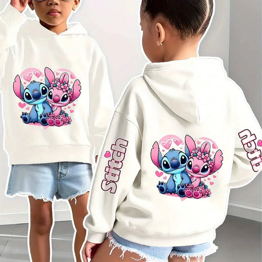Sweat à Capuche Stitch Disney Enfant Automne Hiver - Hoodie Imprimé Manches Garçon Fille