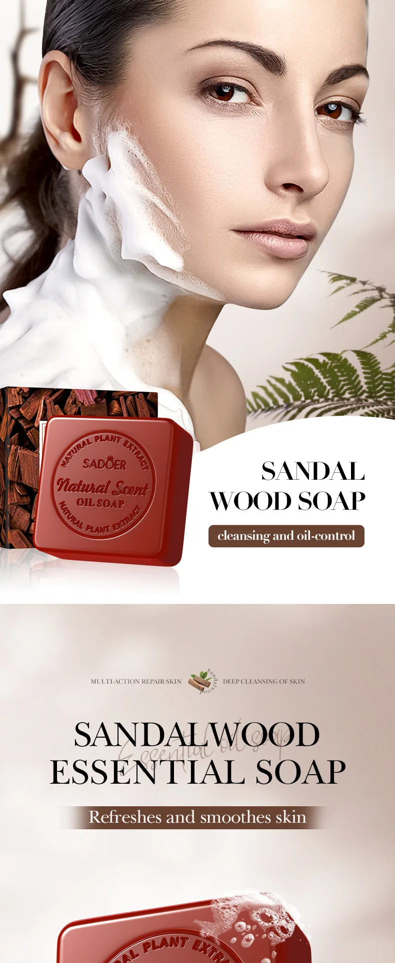 Savon Artisanal Bois Santal Femme - Nettoyant Profond Corps Blanchissant Huile Essentielle Rasage Éclaircissant