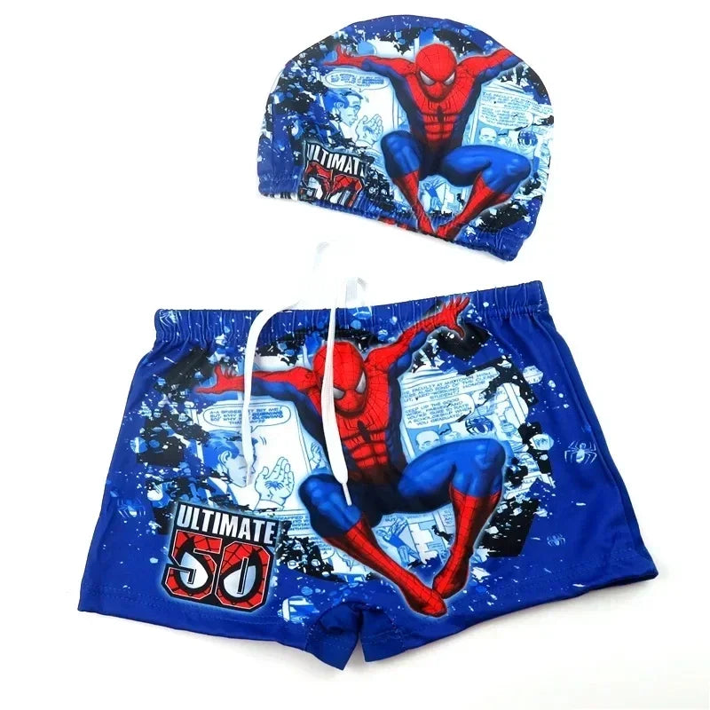 Short de Bain Garçon Spiderman + Casquette + Lunettes - Ensemble 3 Pièces