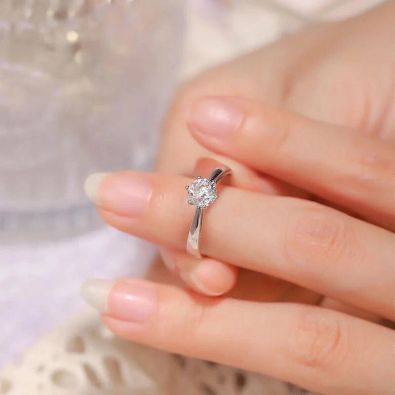 Bague Moissanite 0.3ct Femme - Argent 925 Plaqué Or Anneau Éternité Mariage