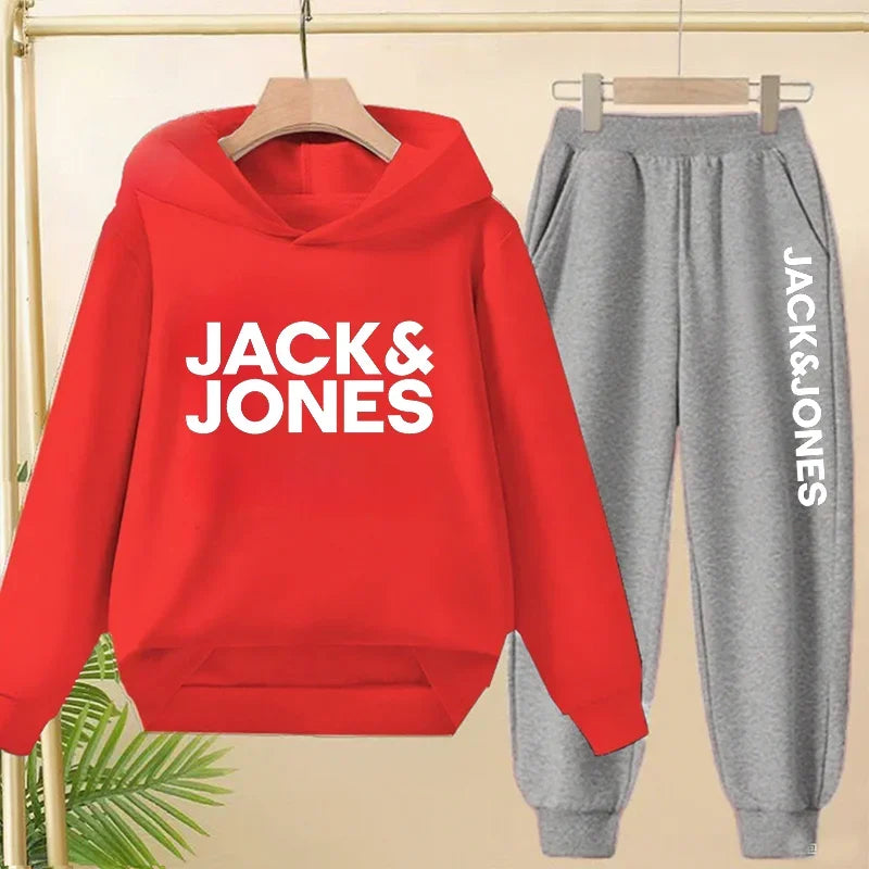 Ensemble Survêtement Enfant 3-13 Ans - Sweat à Capuche & Pantalon Imprimé Lettres 2026