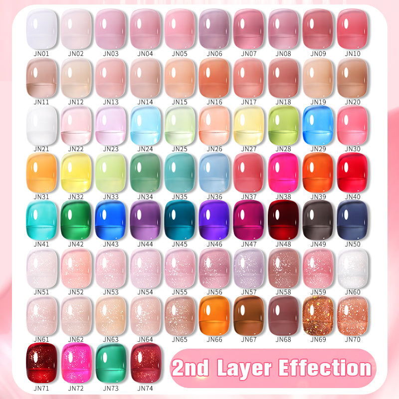 Vernis Gel BORN PRETTY Noir Jelly Nude 10ml - 74 Couleurs Translucide Semi-Permanent UV LED Nail Art DIY Maison