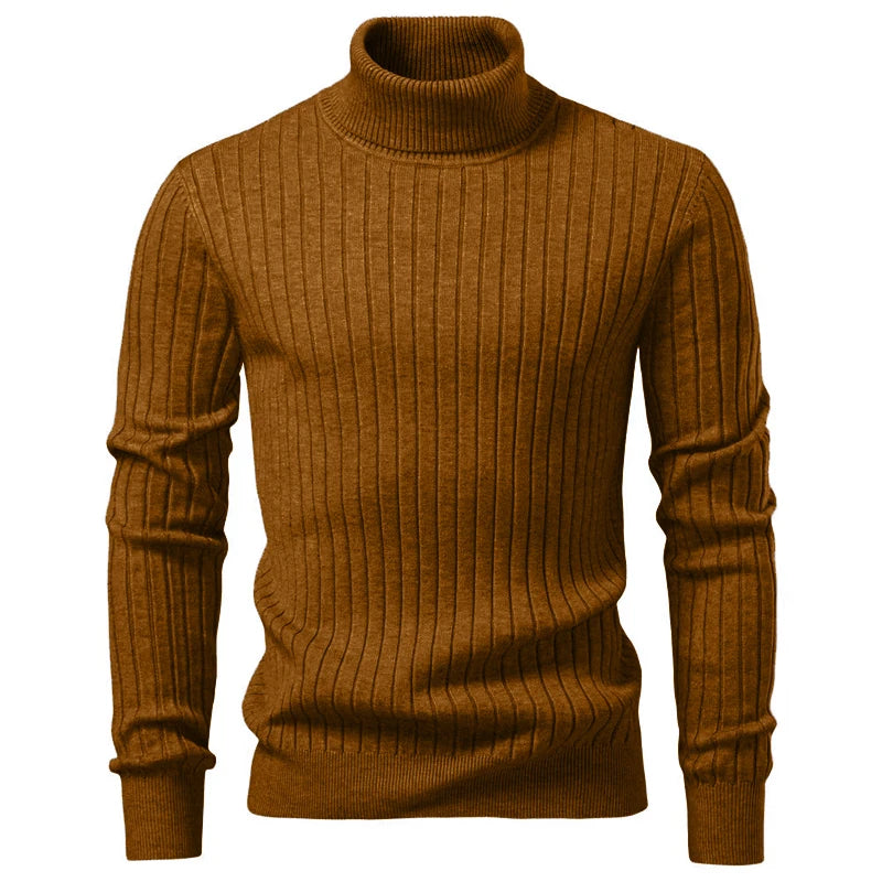 Pull Homme Col Roulé Rayures - Laine Chaud Hiver