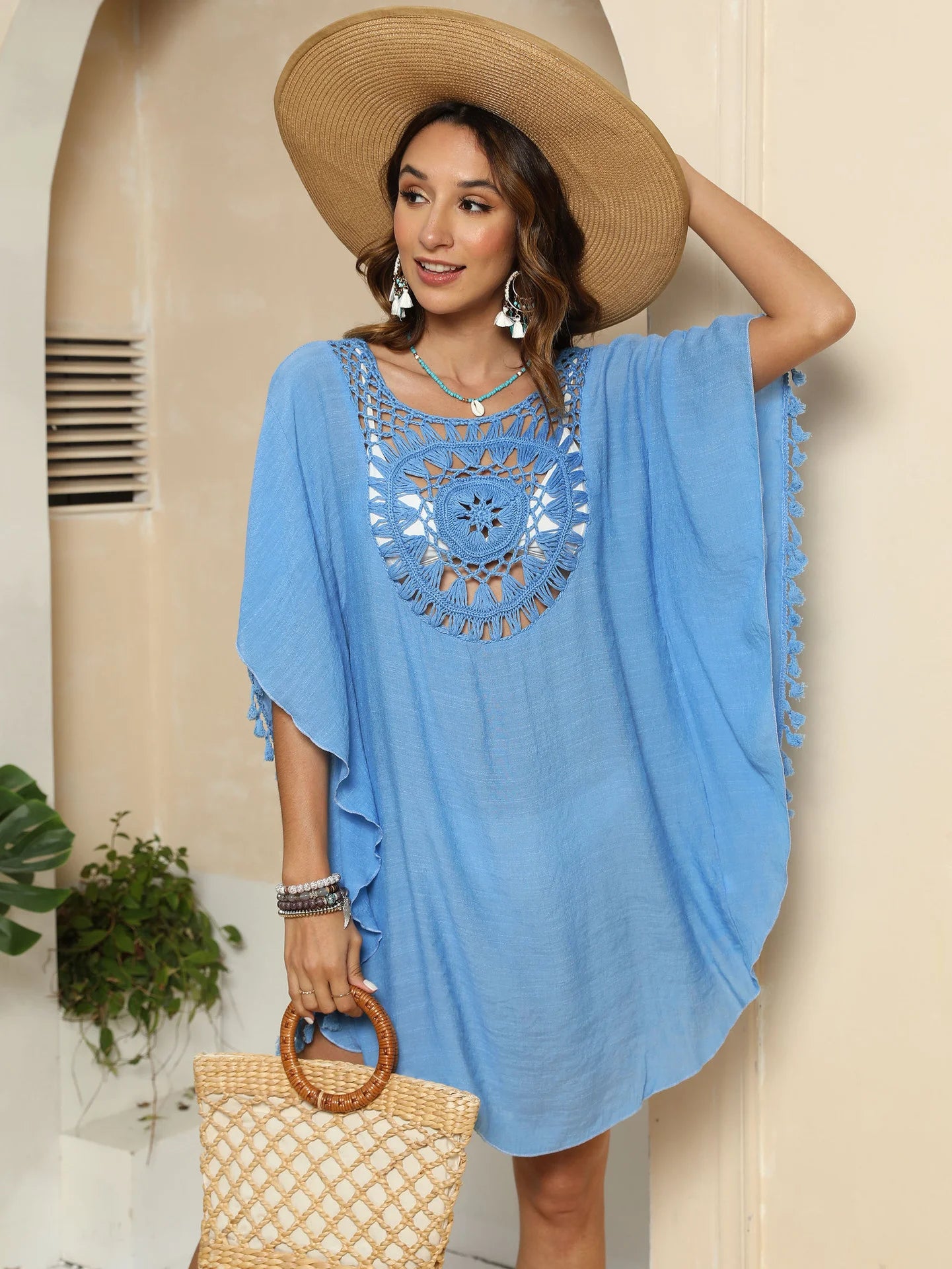 Robe de Plage Crochet Femme - Bikini Cover Up Monochrome Sexy