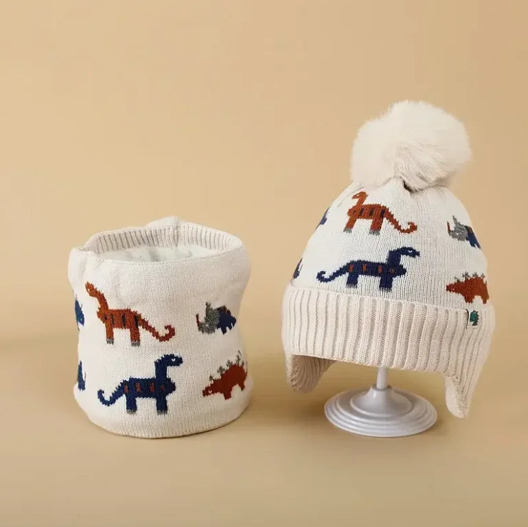 Ensemble 2 Pièces Bonnet et Écharpe Chaud pour Bébé - Hiver Automne Garçon Fille