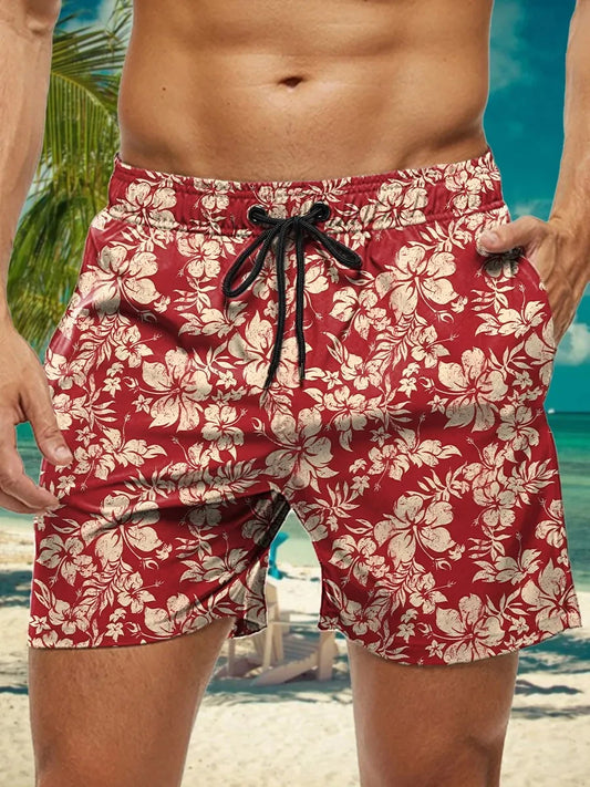 Short de Bain Homme Hawaïen Imprimé Floral 3D - Maillot Séchage Rapide Plage Sport Été