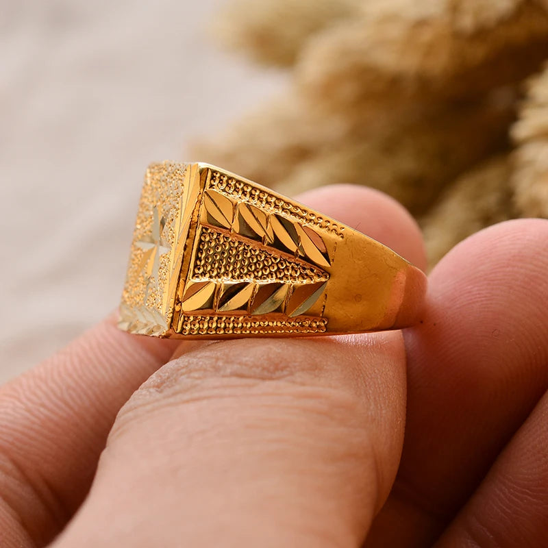 Bague Homme Couleur Or - Style Dubai Moyen-Orient