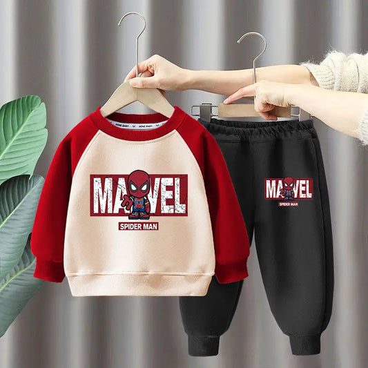 Ensemble Enfant Marvel 2026 - Sweat Manches Longues & Pantalon Cartoon 2 Pièces Garçon Fille