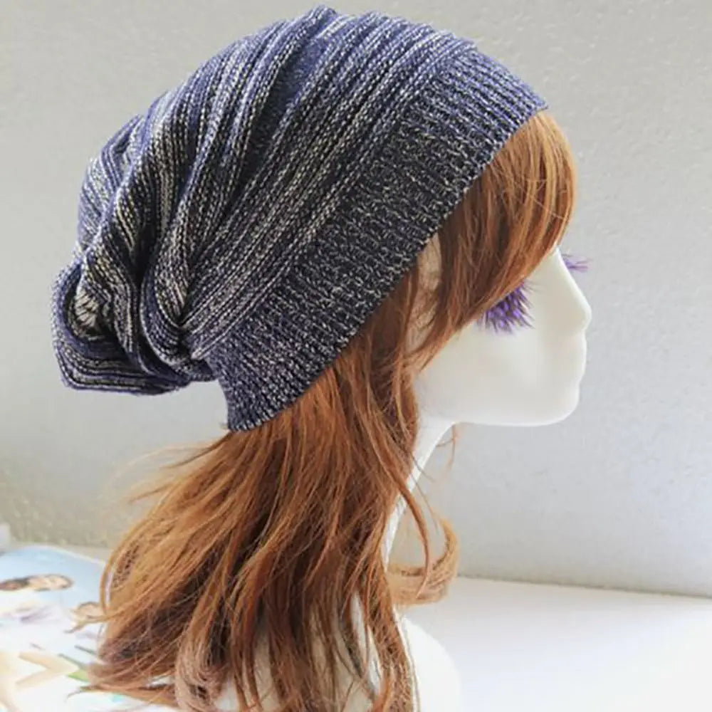 Bonnet Hiver Tricot Rayé Plissé - Laine Chaud Casual Mixte Outdoor
