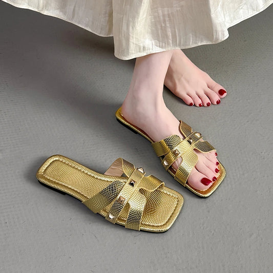 Mules Femme Luxe Plage Été - Sandales Plates Légères Grande Taille Slides