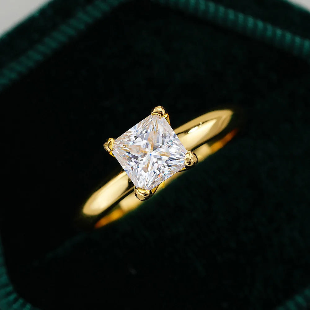 Bague Moissanite 1 Carat Argent 925 Plaqué Or 18K - Femme GRA