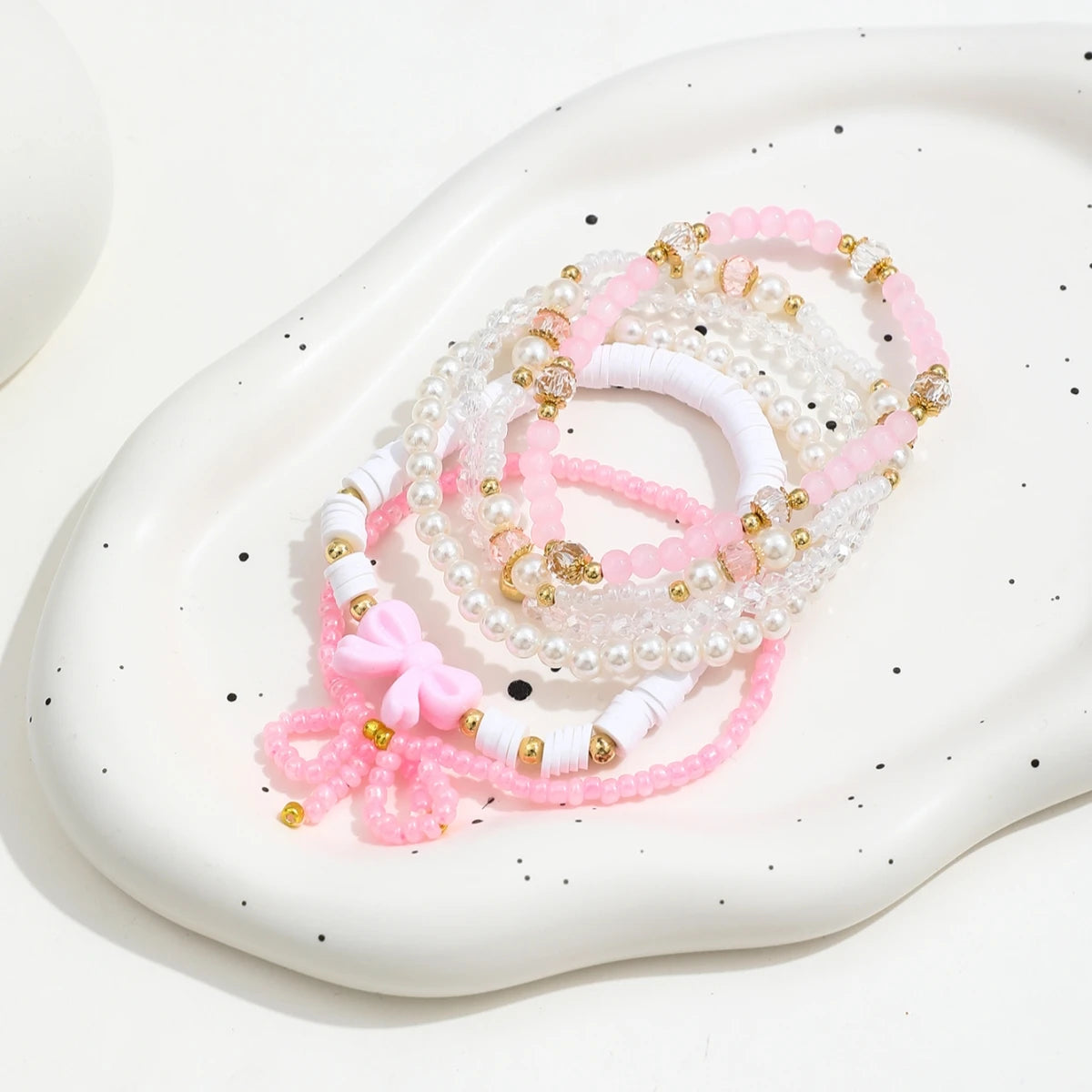 Set 6 Bracelets Femme Perles Nœud Amour - Design Simple Sweet Cadeau