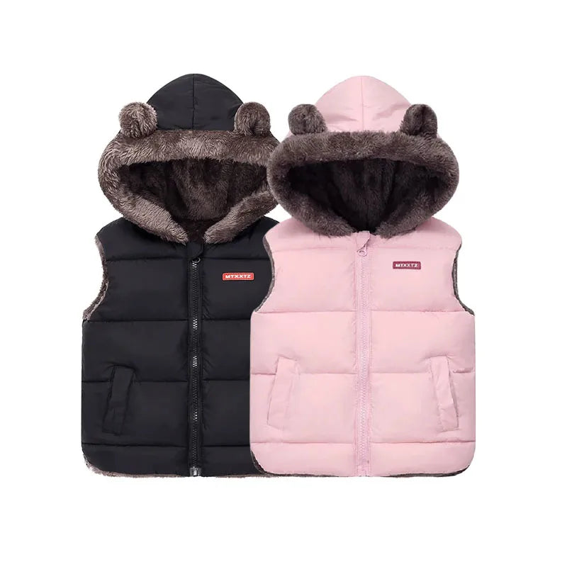 Gilet sans manches enfant hiver - Capuche doublé velours chaud