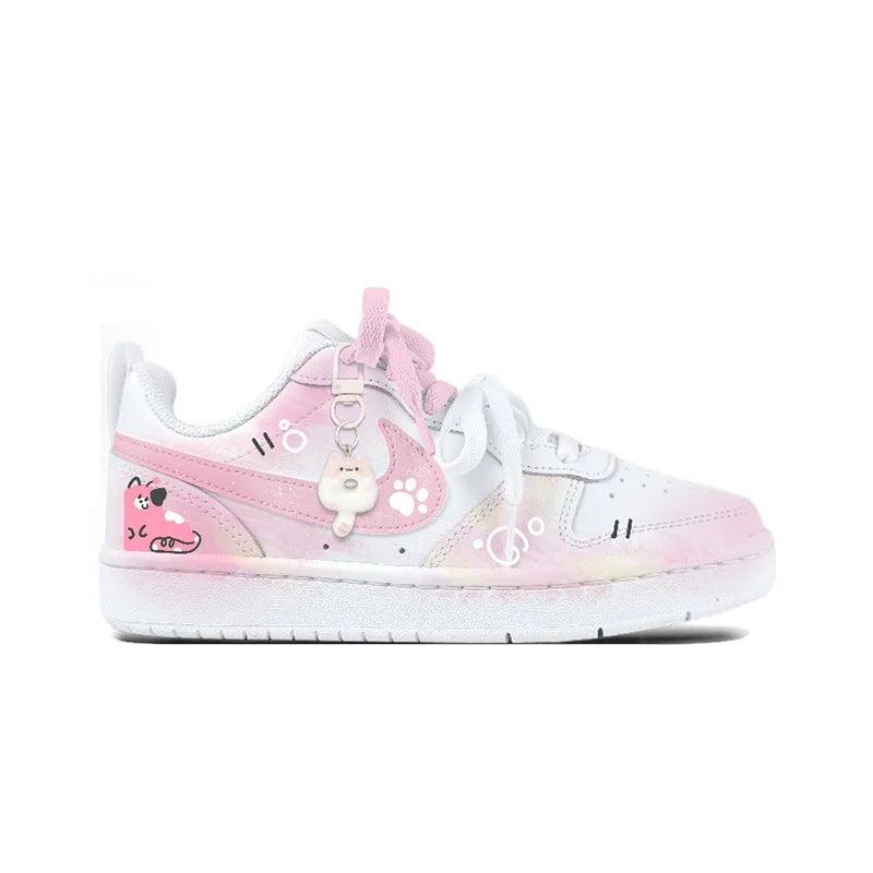Sneakers Nike Court Borough Custom « Twin Sweet Dreams » – Style Preppy Mignon Femme