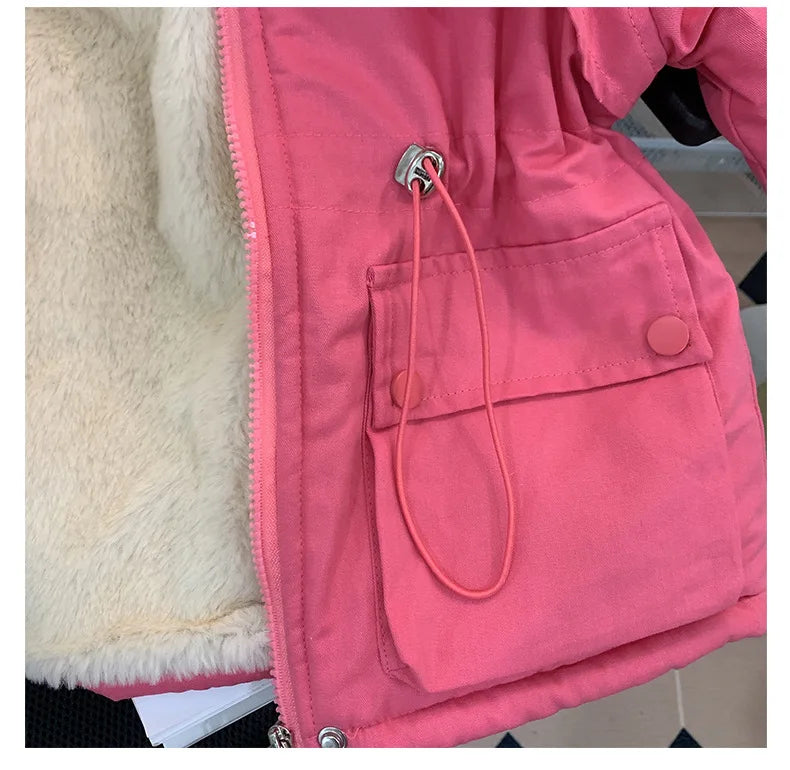 Manteau Enfant Hiver Peluche Épais - Parka Coupe-Vent Garçon Fille Longueur Moyenne - Veste Chaude