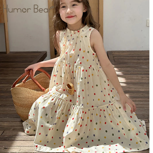 Robe fille été à pois - Style princesse sans manches