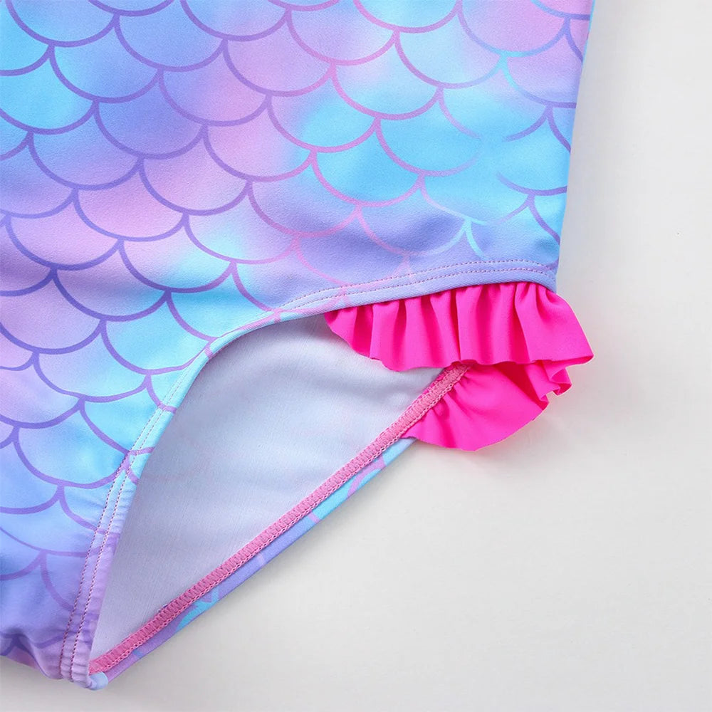 Maillot de Bain Bébé Fille Mickey Minnie Sirène - Une Pièce Écailles Poisson Plage