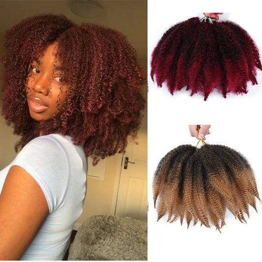 Extension Tresses Synthétiques 8 Pouces - Mèches Crochet Afro Kinky Twist Douces Curl Locks