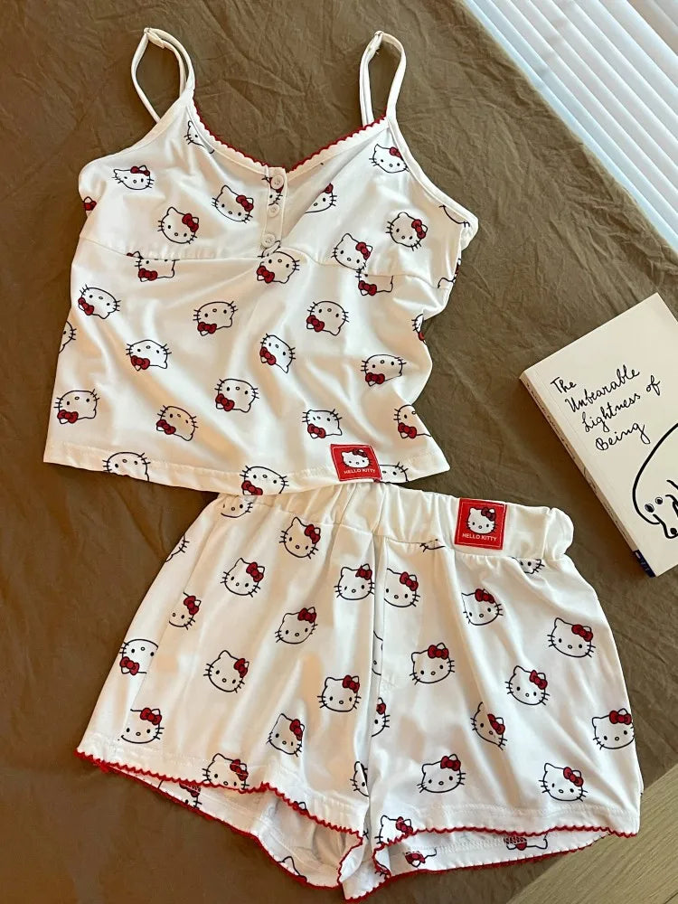Pyjama Hello Kitty Sanrio Femme - Débardeur Short Sexy Sweet Student Nightwear