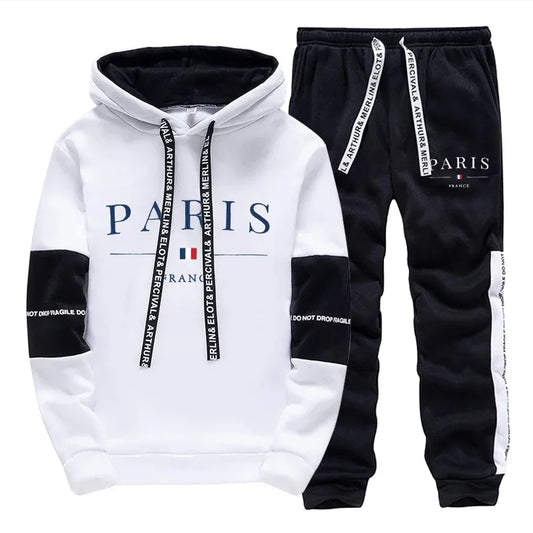 Ensemble Homme Hoodie Sweatpants Polyvalent - Sport Automne Hiver Confort
