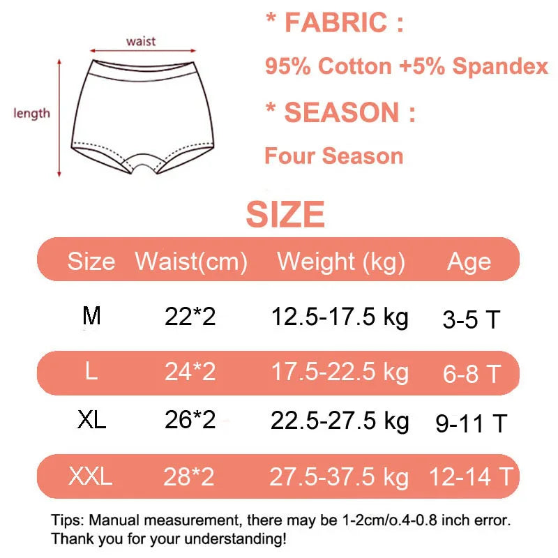 Lot Culottes Filles Motifs Cartoon - Boxers Coton Doux Sous-Vêtements Enfant