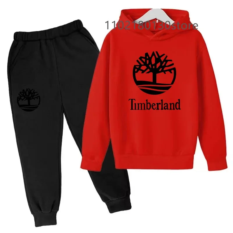 Ensemble Survêtement Enfant 2-13 Ans - Sweat à Capuche & Pantalon Imprimé Lettres Noir