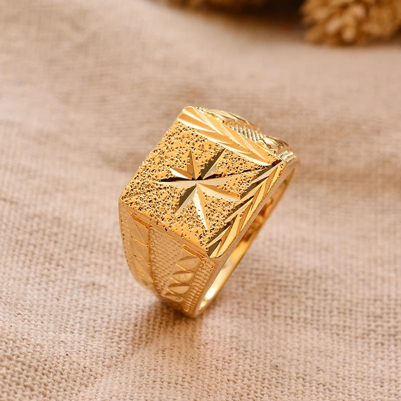 Bague Homme Couleur Or - Style Dubai Moyen-Orient