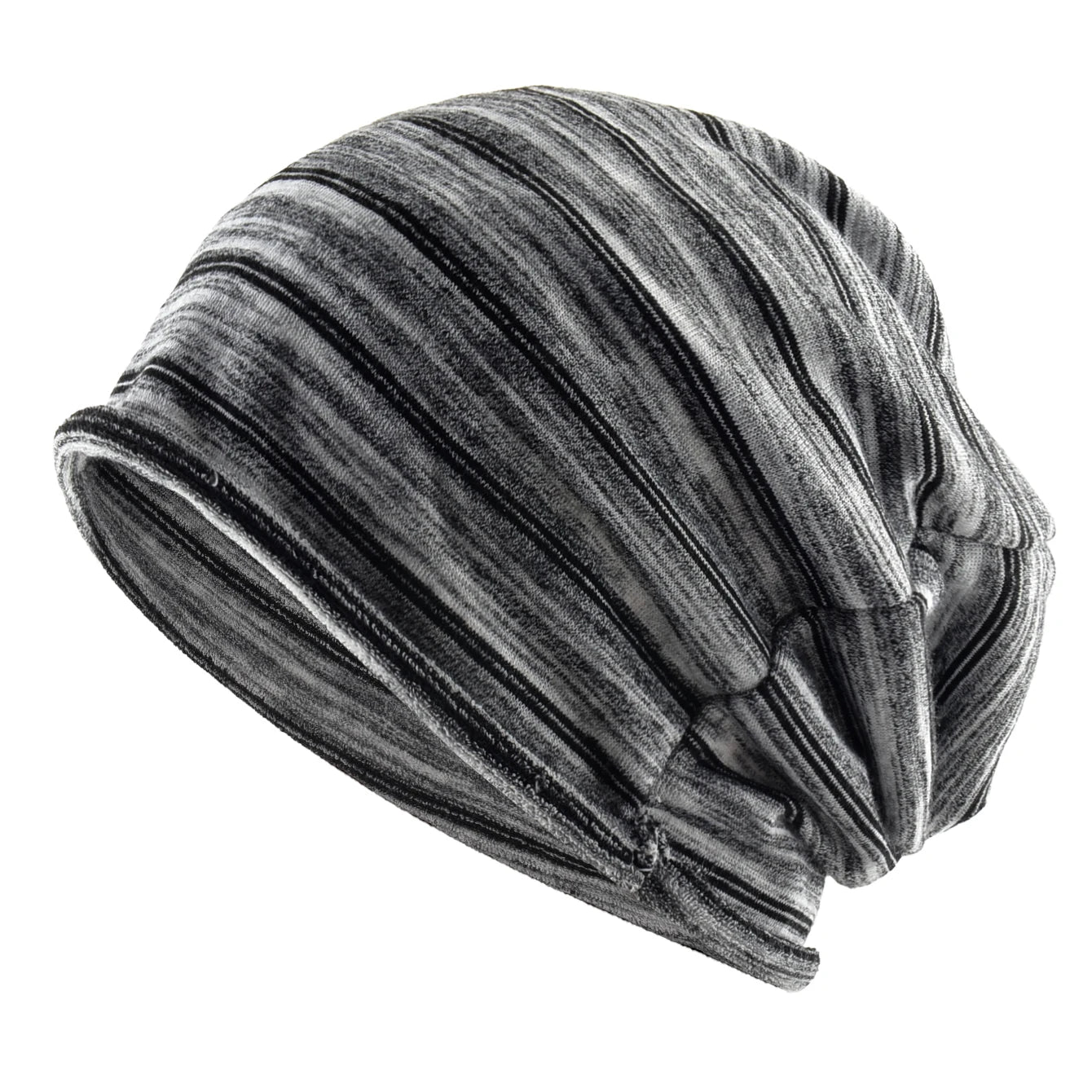 Bonnet Slouchy Rayé Élastique Mixte - Tricot Léger Printemps Automne Grande Tête