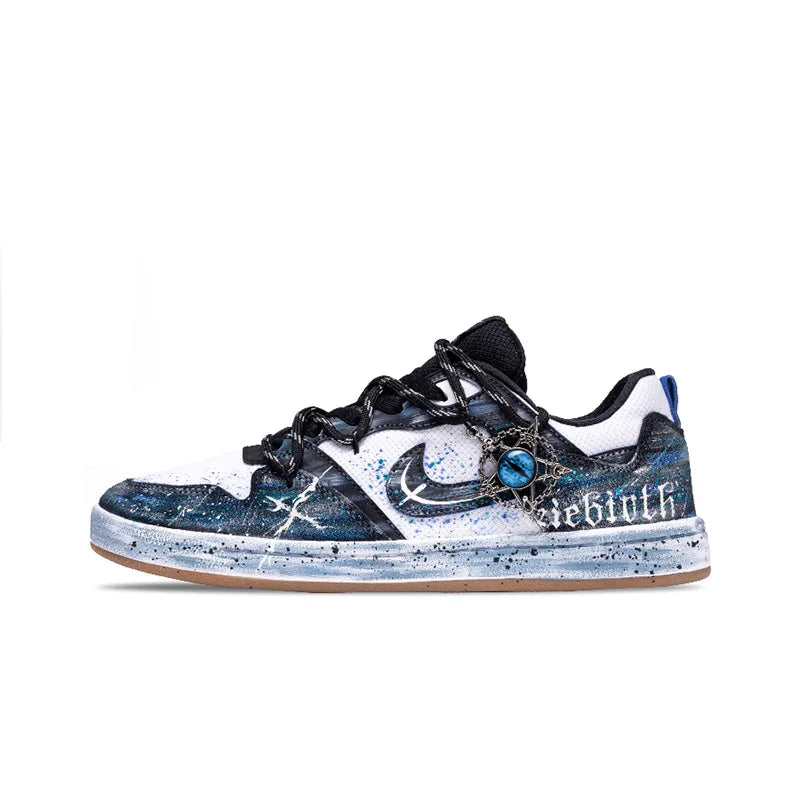 Sneakers Nike SB Alleyoop Custom « Starry Eye » Peintes à la Main – Unisexe Noir/Bleu