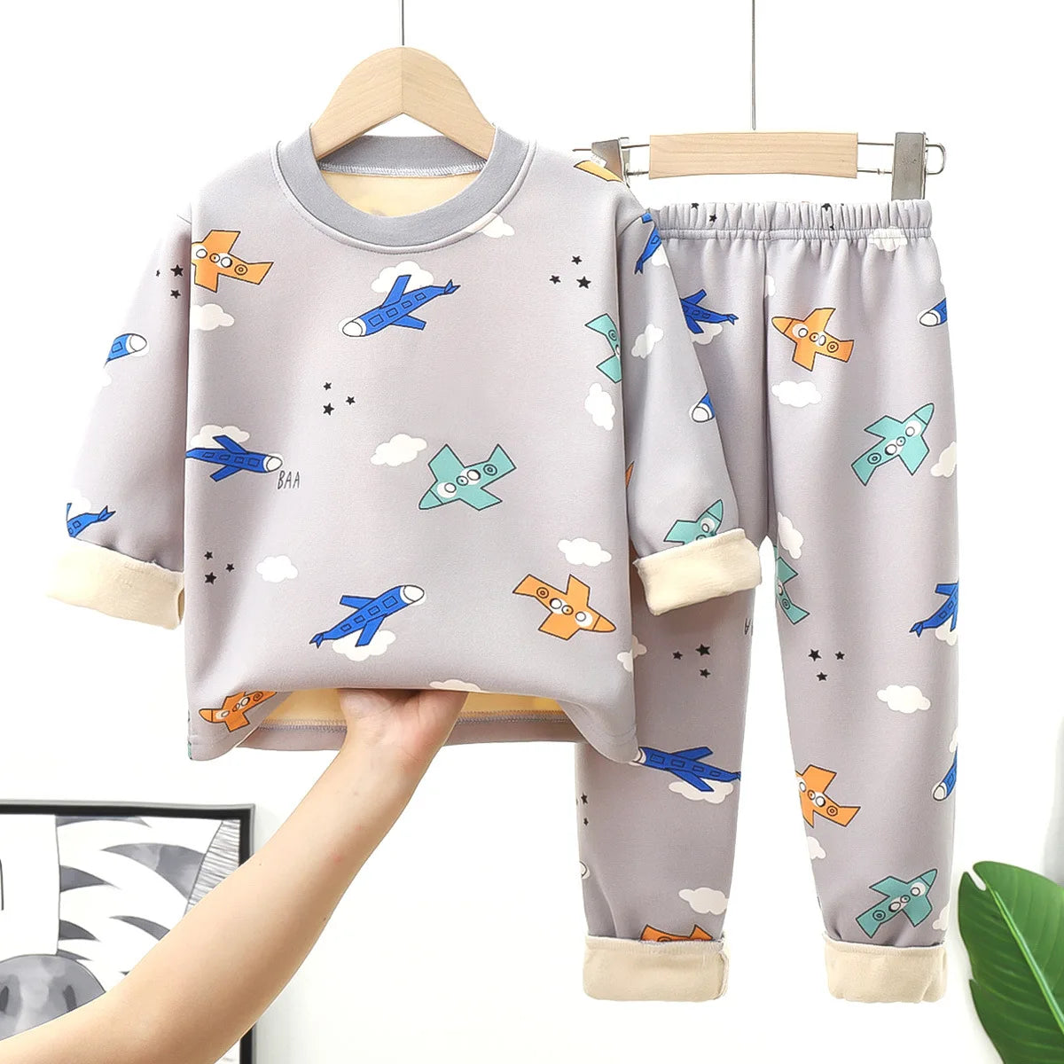 Pyjama Enfant Cartoon Automne Hiver - Ensemble 2 Pièces Épais & Chaud Col Rond
